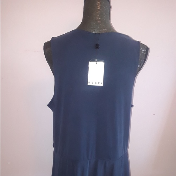 Rebel Navy Asymmetrical Faux Wrap Tank - Picture 7 of 8